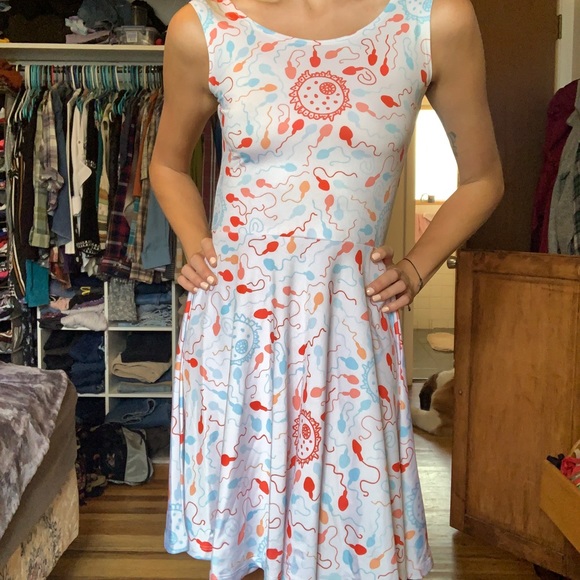 Science (Sperm and Egg) Pattern White Sun Dress - Picture 3 of 3
